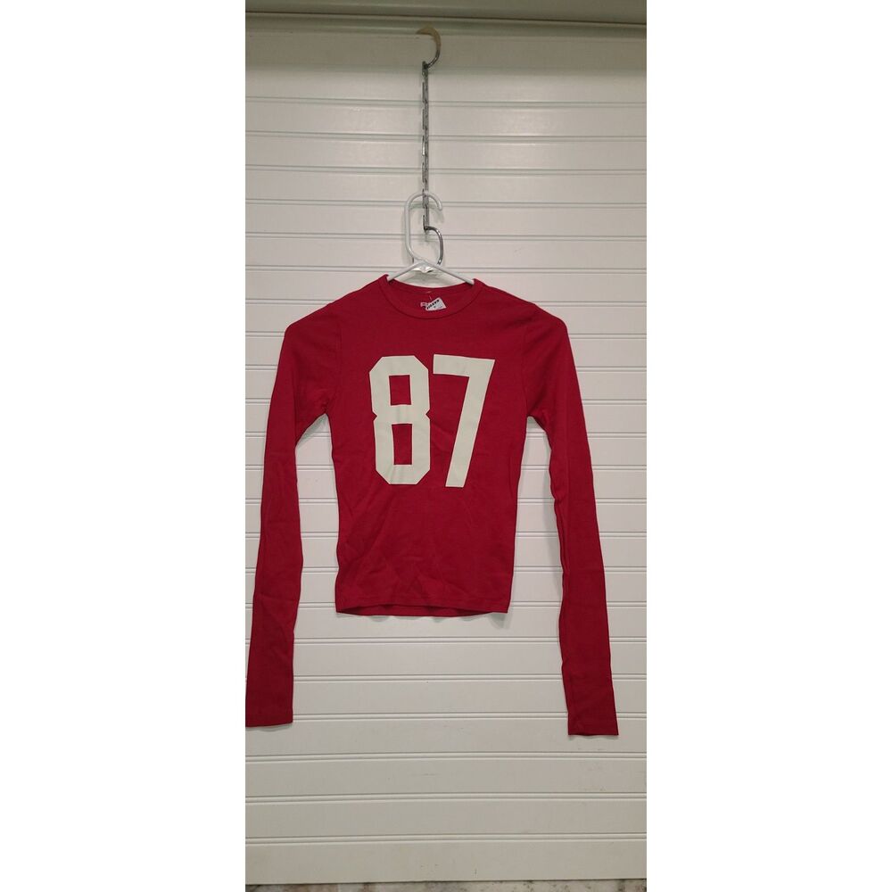 RSQ Womens Long Sleeve Red #87 Baby Tee Size XS NWT